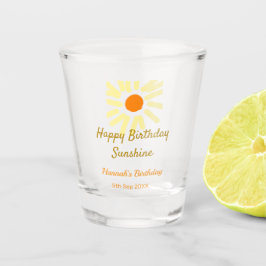 Vaso De Chupito Feliz cumpleaños amarillo naranja cumpleaños boho