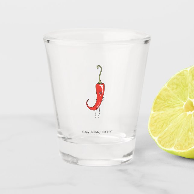 Vaso De Chupito Feliz Cumpleaños Cosa Caliente. Cumpleaños  (Anverso)