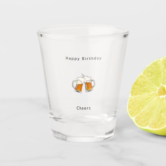 Vaso De Chupito Feliz Cumpleaños vaso, Brindis cerveza (Anverso)