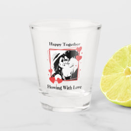 Vaso De Chupito Feliz de vivir juntos con el marco del corazón del