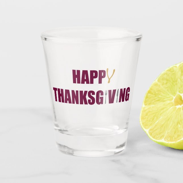 Vaso De Chupito Feliz Día de Acción de Gracias (Anverso)