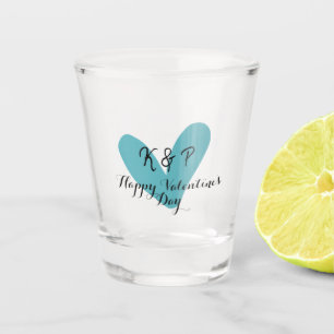 Vaso De Chupito Feliz día de San Valentín corazón turquesa nombre