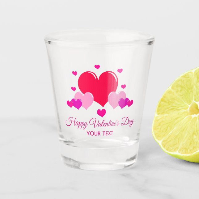 Vaso De Chupito Feliz Día de San Valentín, vidrio de disparo perso (Anverso)