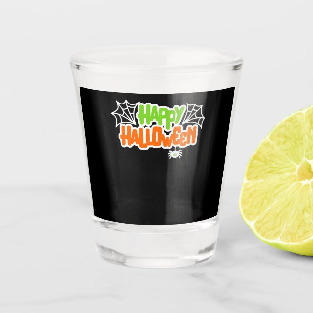 Vaso De Chupito Feliz Halloween Colorful Cute Spider Web (Anverso)