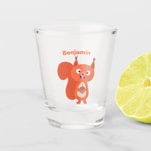 Vaso De Chupito Feliz ilustracion de personalizado de ardilla roja