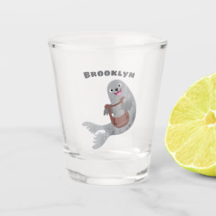 Vaso De Chupito Feliz ilustracion de personalizado de foca de arpa