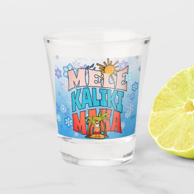 Vaso De Chupito Feliz Kalikimaka. Navidades retro, Navidad Groovy (Anverso)