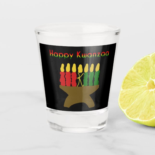 Vaso De Chupito Feliz Kwanzaa Kinara (Anverso)