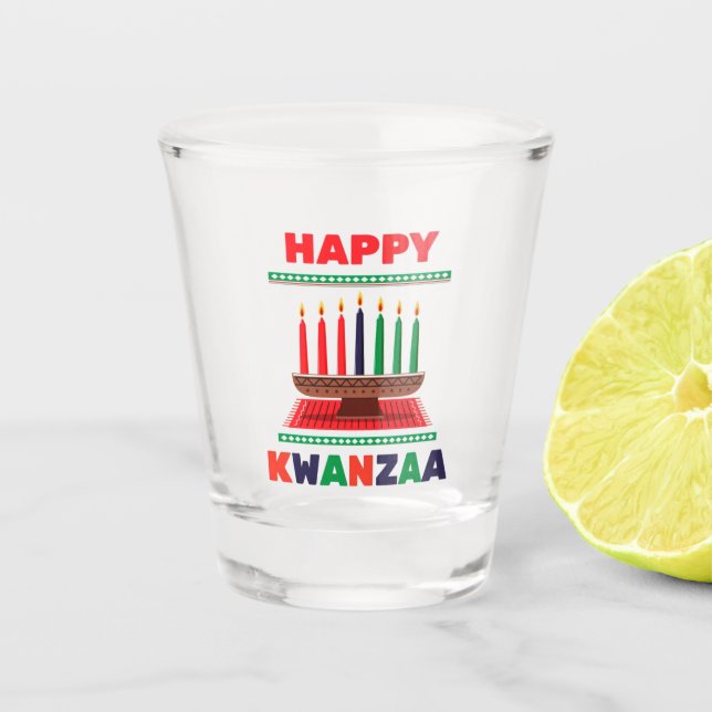 Vaso De Chupito Feliz Kwanzaa Kinara (Anverso)