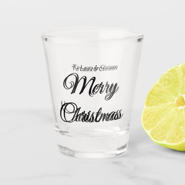 Vaso De Chupito Feliz Navidad añadir nombre de texto personalizado (Anverso)