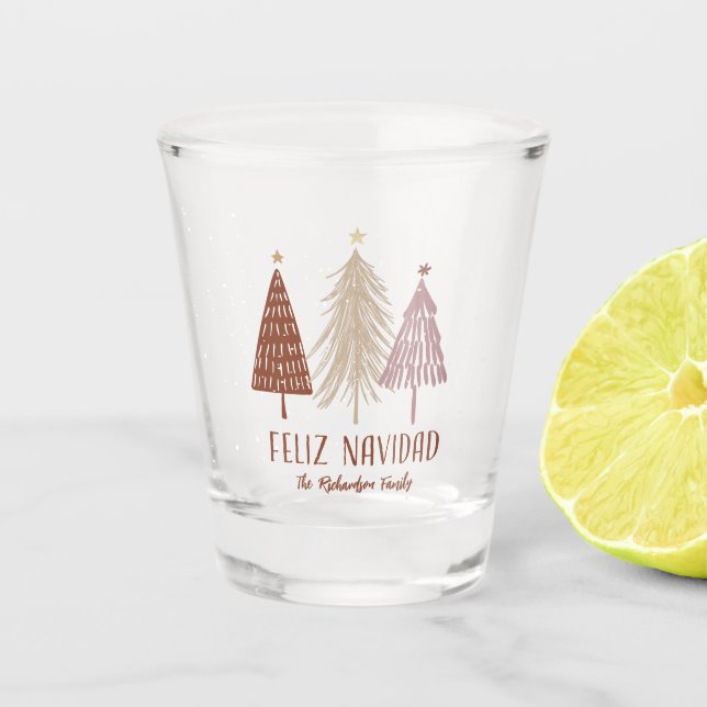 Vaso De Chupito Feliz Navidad Árbol de Navidad Festivo Elegante (Anverso)