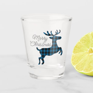 Vaso De Chupito Feliz Navidad Buck en Blue Black BuffalCheck