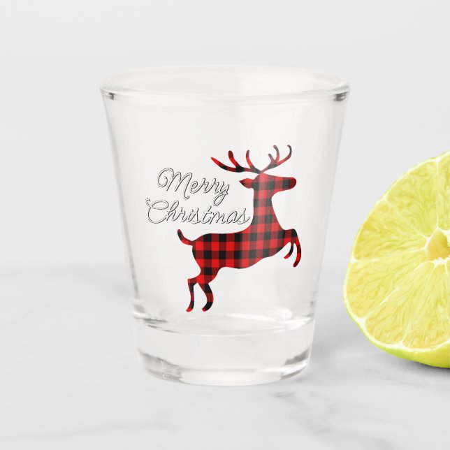 Vaso De Chupito Feliz Navidad Buck en Red Black BuffalCheck (Anverso)