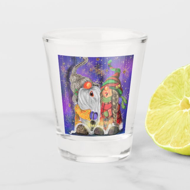 Vaso De Chupito Feliz Navidad Gnomes Shot Glass (Anverso)