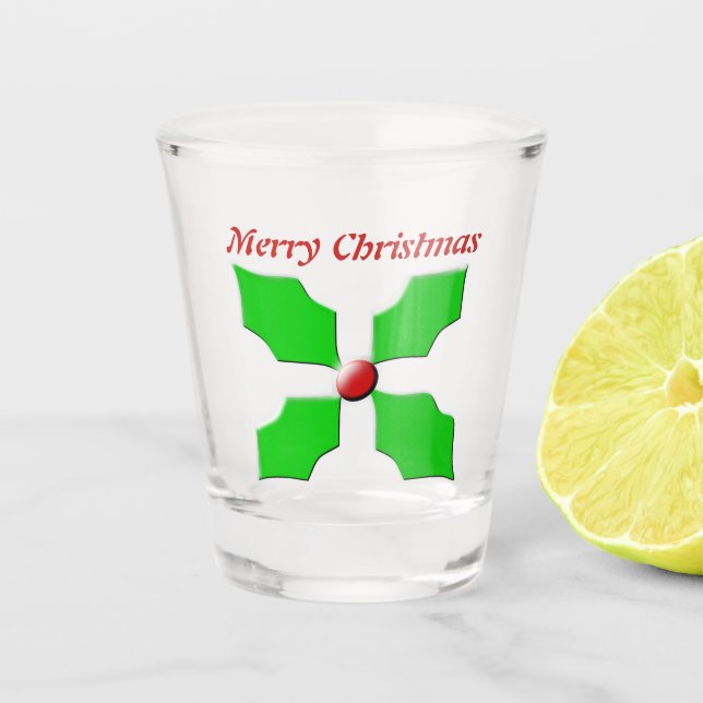 Vaso De Chupito Feliz Navidad Holly personalizado (Anverso)