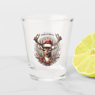 Vaso De Chupito Feliz Navidad Rudolph el reno de la nariz roja