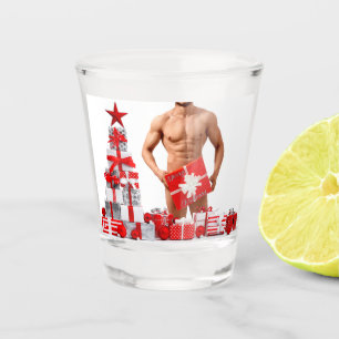 Vaso De Chupito Feliz Navidad SlipperyJoe regalo rojo blanco plate