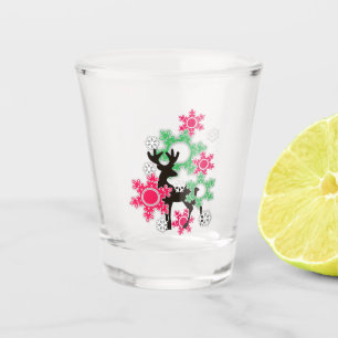 Vaso De Chupito Feliz Navidad vintage de nieve de ciervo retro cop