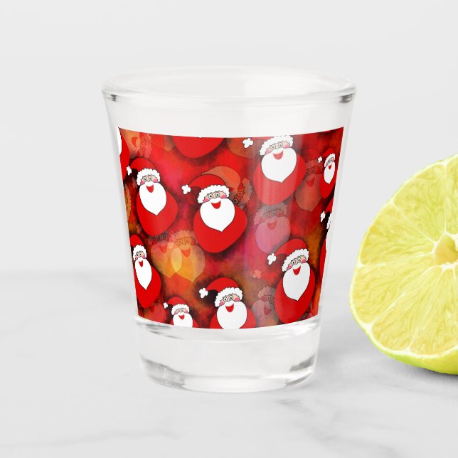 Vaso De Chupito Feliz patrón de Papá Noel sin foco (Anverso)