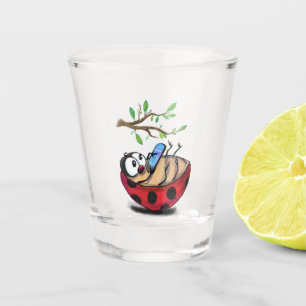 Vaso De Chupito Feliz Pequeña Ladybug con teléfono - Dibujo Pers