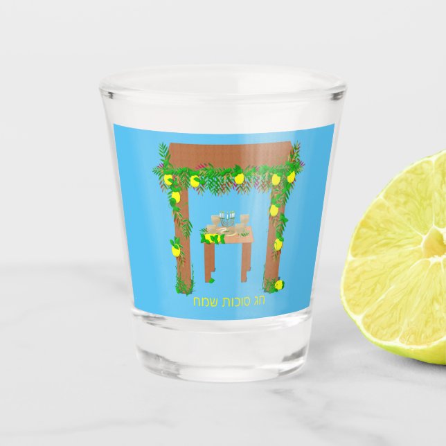 Vaso De Chupito Feliz Sukkot, personalizado (Anverso)