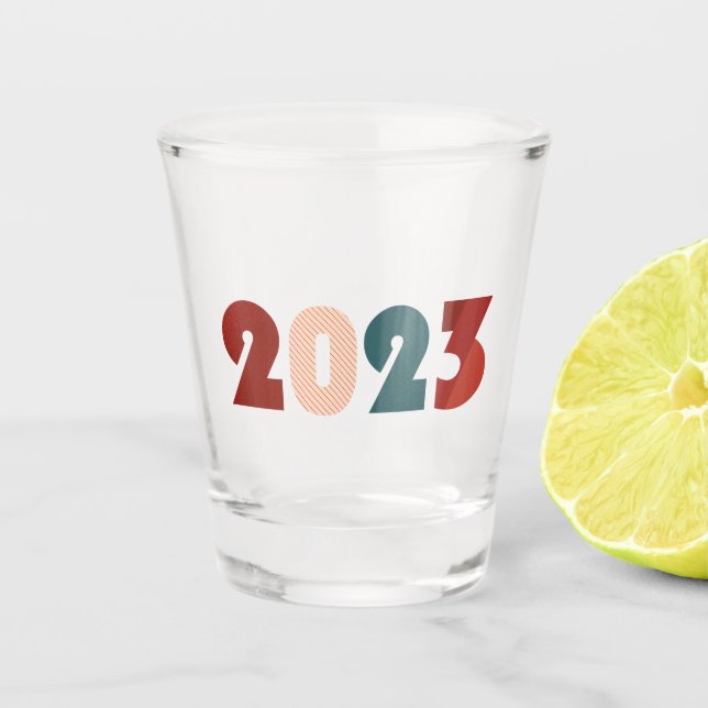 Vaso De Chupito Feliz texto del año nuevo 2023 (Anverso)