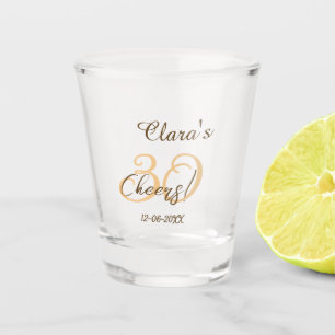Vaso De Chupito Feliz treinta cumpleaños carbón marrón naranja neg