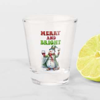 Vaso De Chupito Feliz y brillante Snowman