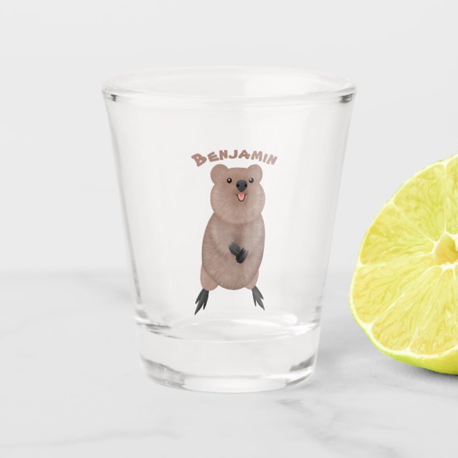 Vaso De Chupito Feliz y lindo diseño de personalizados de quokka (Anverso)