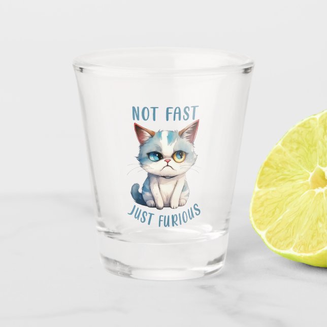 Vaso De Chupito Fiery Feline Spirit - Diseño de gato enfurecido (Anverso)
