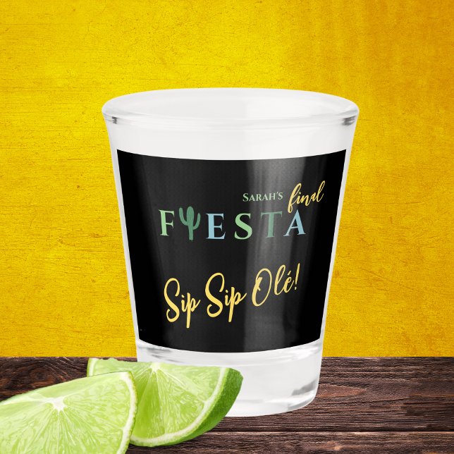 Vaso De Chupito Fiesta Cactus Final (Final fiesta green and yellow mexican bachelorette party sip sip ole shot glass)