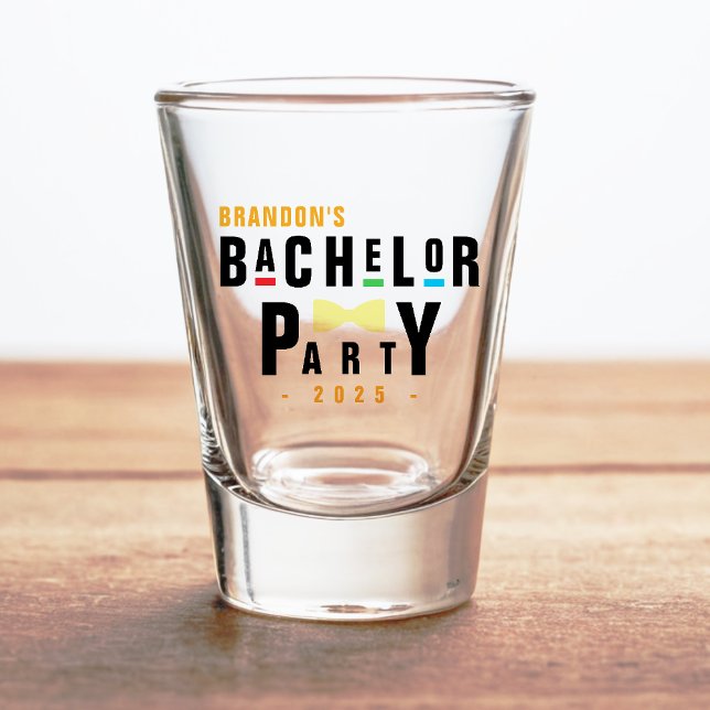 Vaso De Chupito Fiesta de Bachelor de Bowtie retro 90 (Subido por el creador)