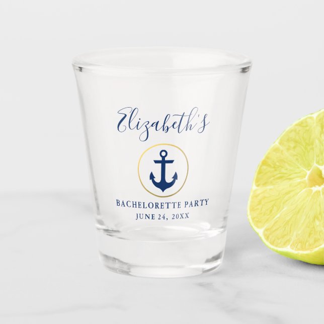 Vaso De Chupito Fiesta de bachillerato del anillo de oro azul náut (Anverso)