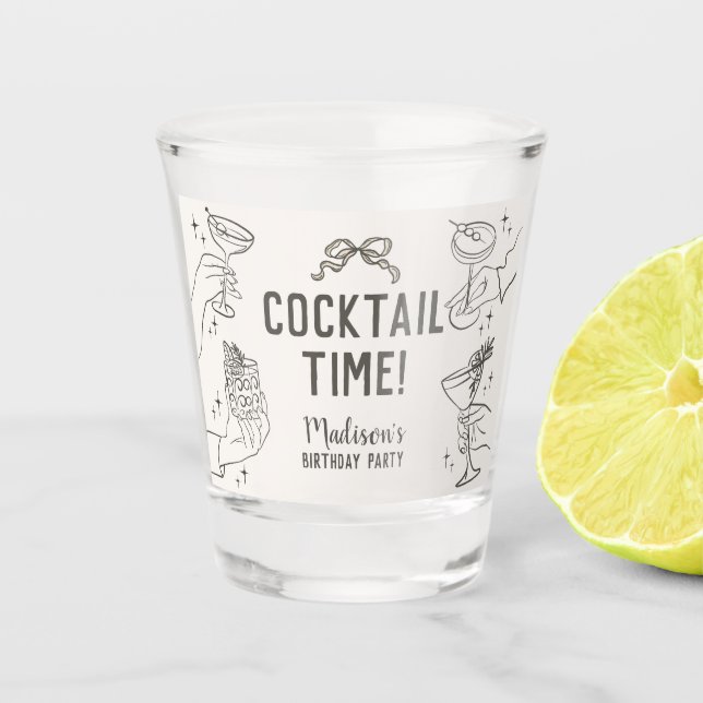 Vaso De Chupito Fiesta De Cócteles Beige Retro Favor De Cumpleaños (Anverso)