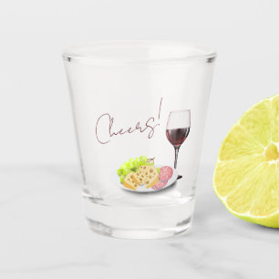 Vaso De Chupito Fiesta de compromiso con vino y charcutería