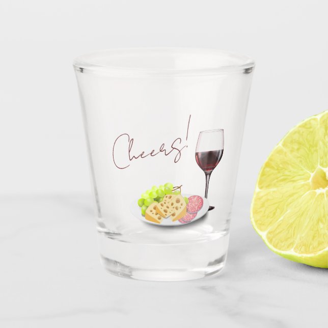 Vaso De Chupito Fiesta de compromiso con vino y charcutería (Anverso)