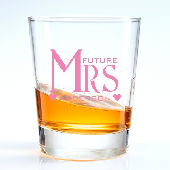 Vaso De Chupito Fiesta de compromiso de futura Sra. Rosa (pink heart future mrs bride wedding engagement shot glass)
