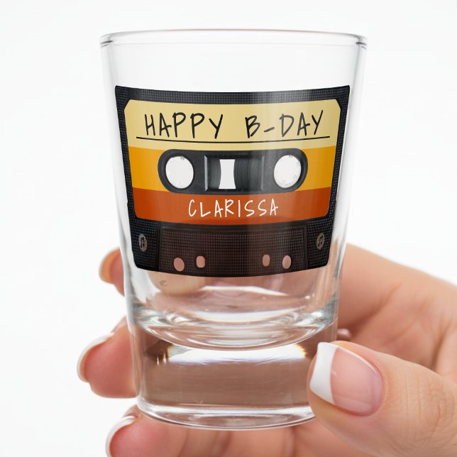 Vaso De Chupito Fiesta de cumpleaños de la cinta retro de cassette (Cassette Tape Retro Birthday Party Shot Glass
)
