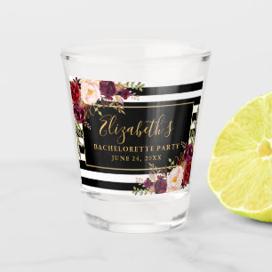 Vaso De Chupito Fiesta de Despedida de Soltera con Flores Bordó Ra