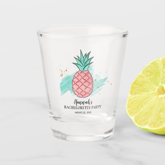 Vaso De Chupito Fiesta de Despedida de Soltera Glitter Dorado Piña (Anverso)
