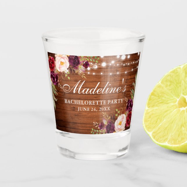 Vaso De Chupito Fiesta de Despedida de Soltera Luces de Madera Flo (Anverso)