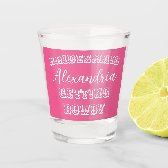 Vaso De Chupito Fiesta de Despedida de Soltera Personalizada Rosa  (Anverso)