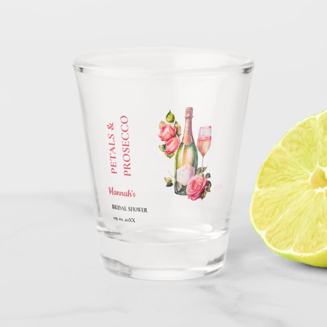Vaso De Chupito Fiesta de Despedida de Soltera Pétalos y Prosecco (Anverso)