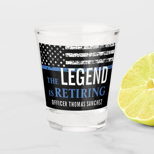 Vaso De Chupito Fiesta de Jubilación de la Policía con Bandera Azu (Anverso)