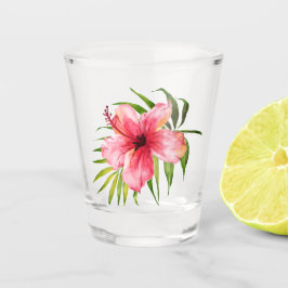 Vaso De Chupito Fiesta de la Palm Luau Tropical Hibiscus Flower