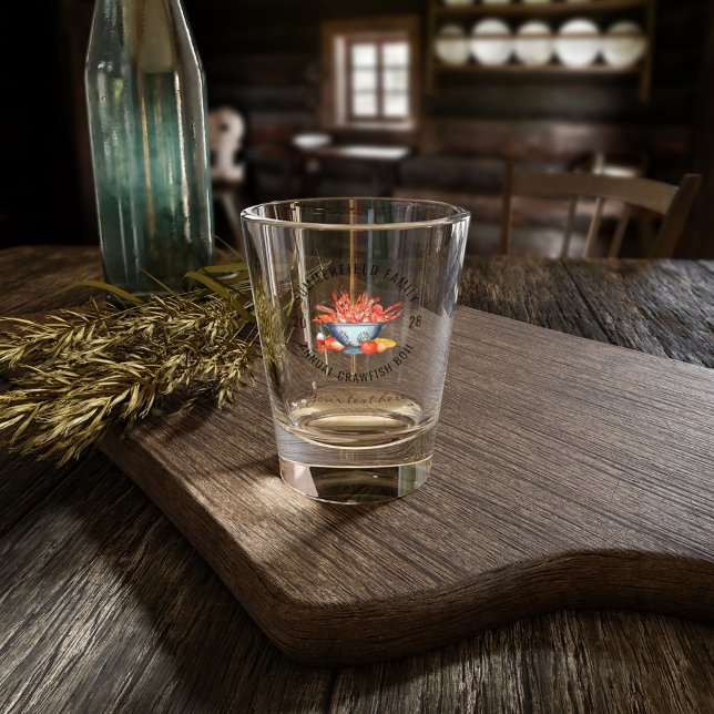 Vaso De Chupito Fiesta de langostas mariscos Personalizado de mari (Family Reunion Annual Crawfish Boil Shot Glass)
