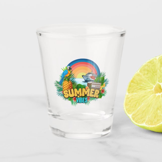 Vaso De Chupito Fiesta de Playa Vibraciones de Verano (Anverso)