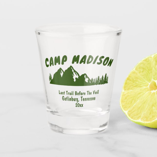 Vaso De Chupito Fiesta de Soltera del Campamento Montaña Bach Noch (Anverso)