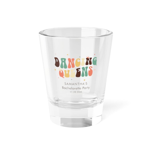 Vaso De Chupito Fiesta de Soltera Retro Personalizada Fin de Seman (Dancing Queens Disco Bachelorette Party Shot Glass)