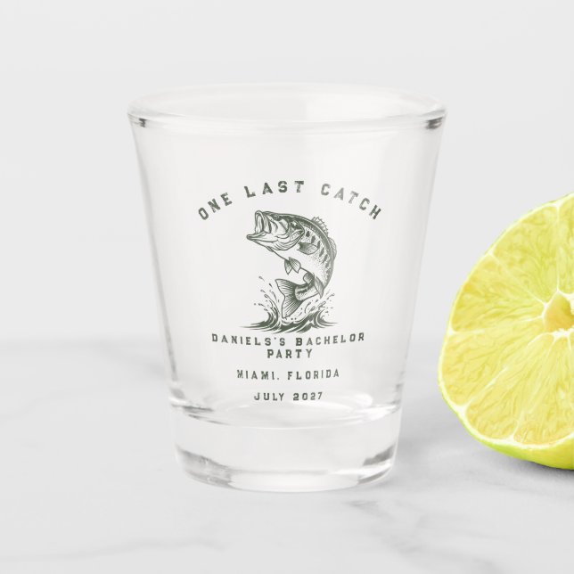 Vaso De Chupito Fiesta de Soltero de Pesca con Tema de Pescado Per (Anverso)